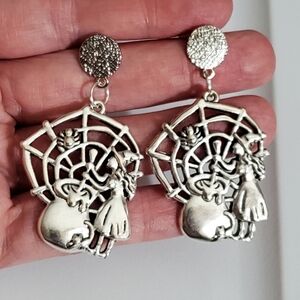 Witch cauldron earrings silver handmade matches necklace pendant Halloween Fall